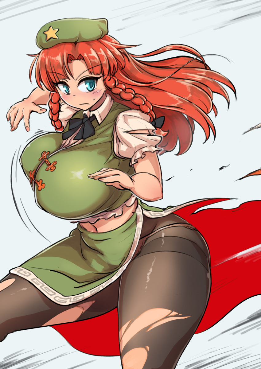 1girl enajii highres hong_meiling simple_background solo touhou white_background
