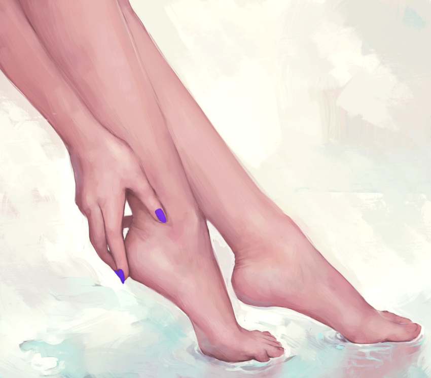 bad_id bad_twitter_id feet feet_only fingernails foot_focus from_side highres matilda_fiship nail_polish original purple_nails soles toes