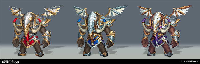 arena_of_valor armor breastplate character_name dark_skin elephant english_commentary helm helmet highres imperium_guard_chaugnar official_alternate_costume shoulder_armor standing vladbacescu wings