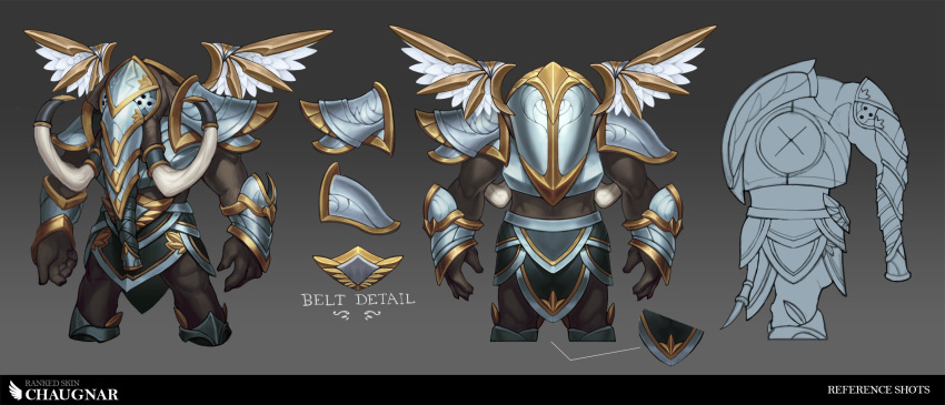 arena_of_valor armor breastplate character_name dark_skin elephant english_commentary helm helmet highres imperium_guard_chaugnar official_alternate_costume shoulder_armor standing vladbacescu wings