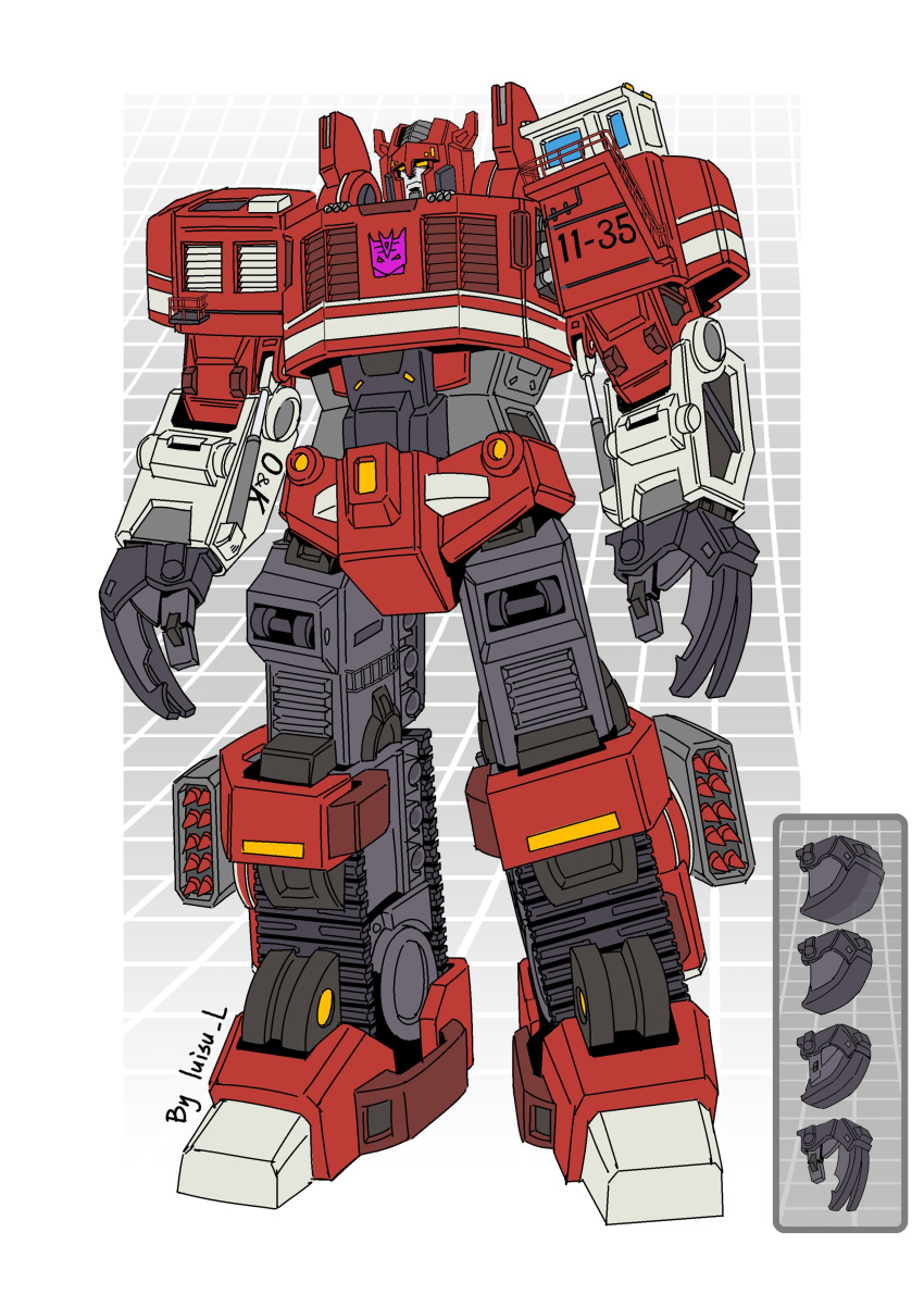 absurdres decepticon highres looking_to_the_side luisu_l mecha missile_pod no_humans open_hands orange_eyes redesign scavenger_(transformers) science_fiction solo standing transformers transformers:_revenge_of_the_fallen transformers_(live_action)