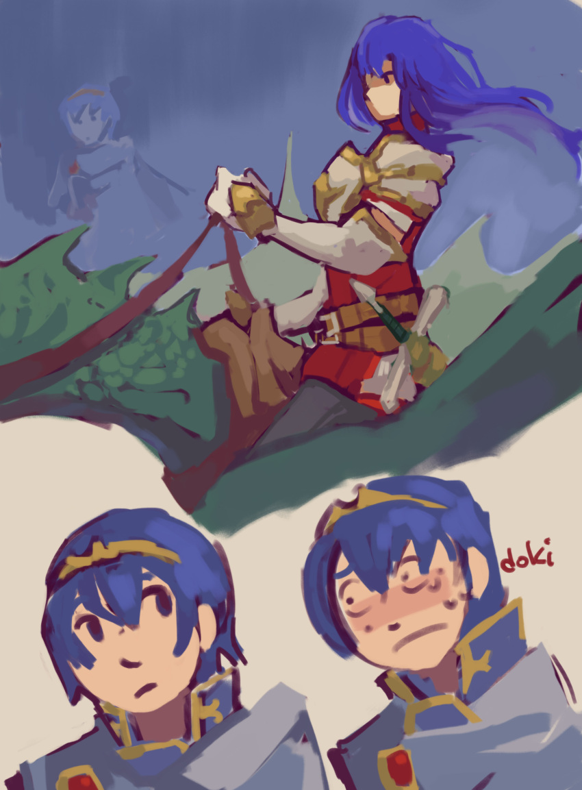 1boy 1girl blue_hair caeda_(fire_emblem) dragon fire_emblem husband_and_wife marth marth_(fire_emblem) sheeda sheeda_(fire_emblem)