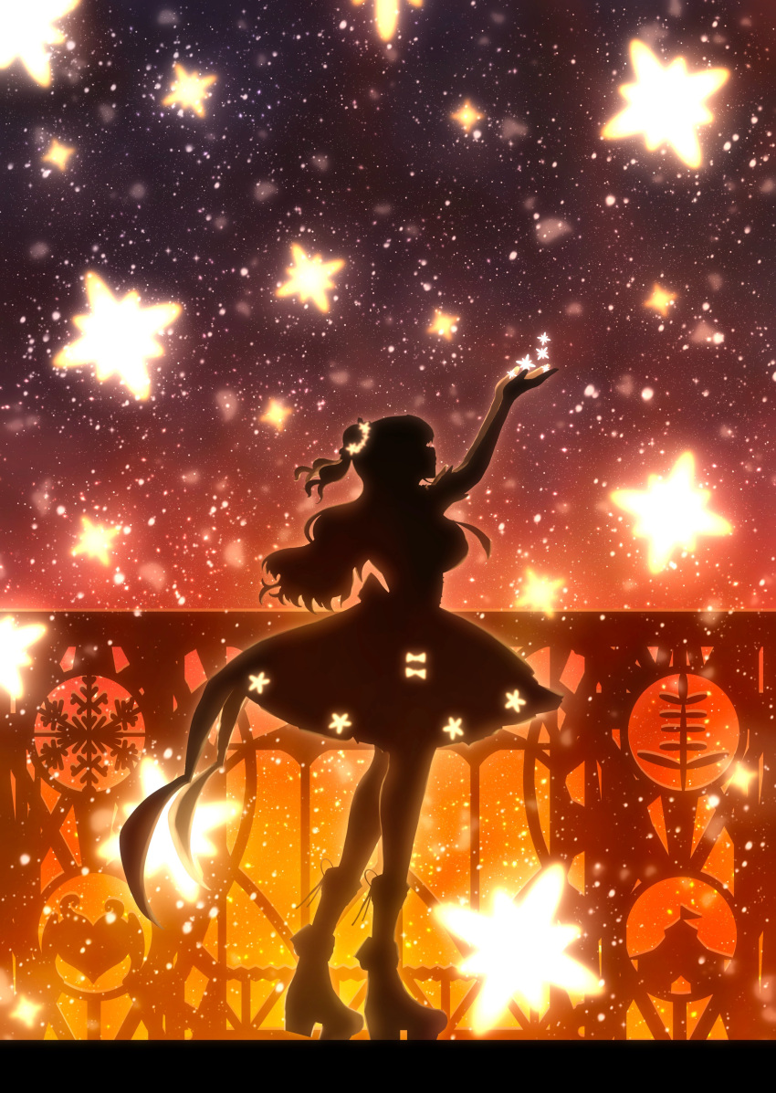 1girl absurdres breasts from_side full_body harada_miyuki highres hololive large_breasts letterboxed long_hair momosuzu_nene platform_footwear side_ponytail silhouette solo