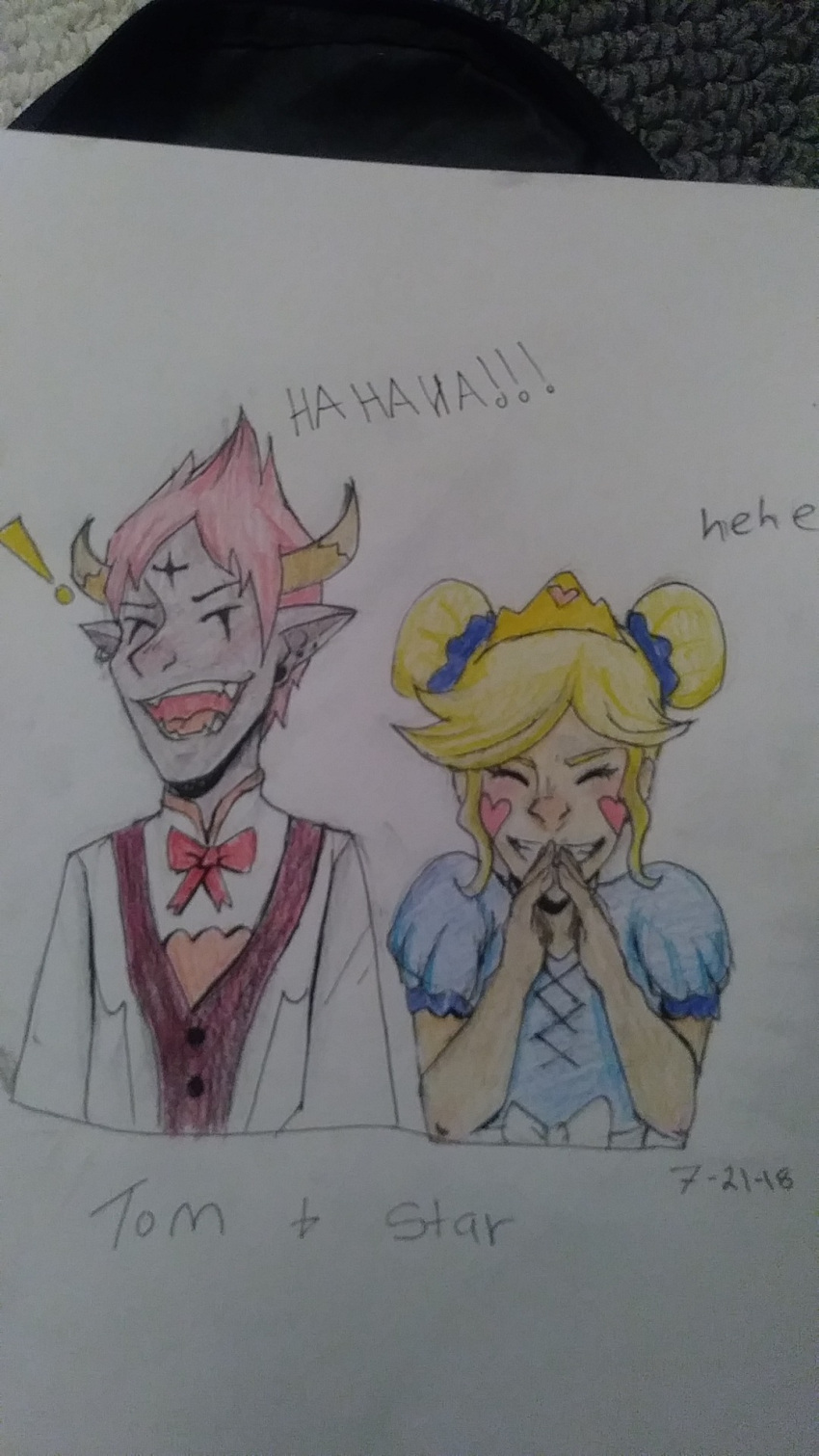 1boy 1girl blonde_hair couple laughing redhead star_butterfly star_vs_the_forces_of_evil tom_lucitor