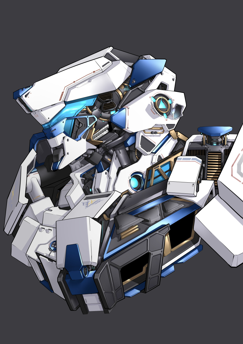 absurdres cropped_torso from_side grey_background highres looking_ahead mecha no_humans original piston science_fiction solo visor yan_(unicorn404)