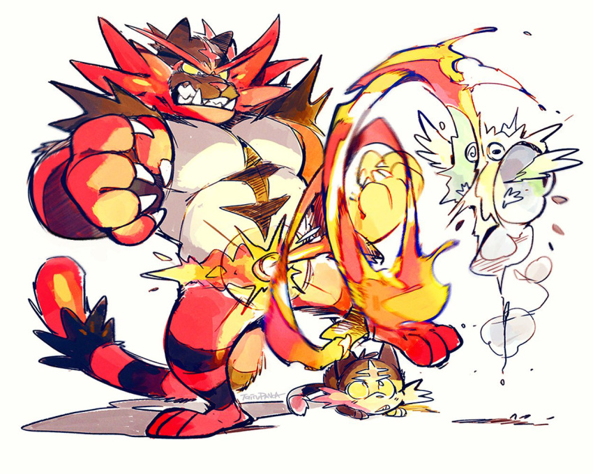 claws fire furry incineroar litten no_humans pokemon pokemon_(creature) super-tuler