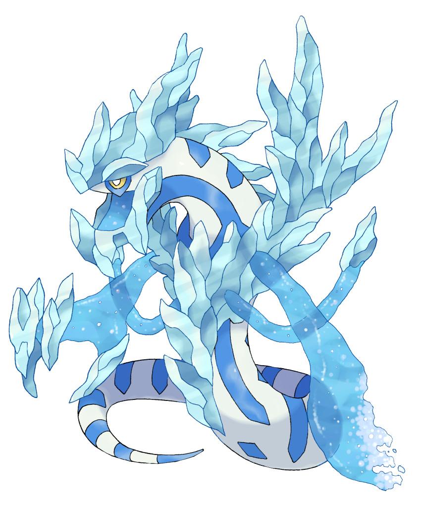 absurdres blue_theme bubble colored_sclera commentary english_commentary fakemon full_body highres hyshirey ice official_style open_mouth original pokemon transparent transparent_background white_eyes yellow_sclera