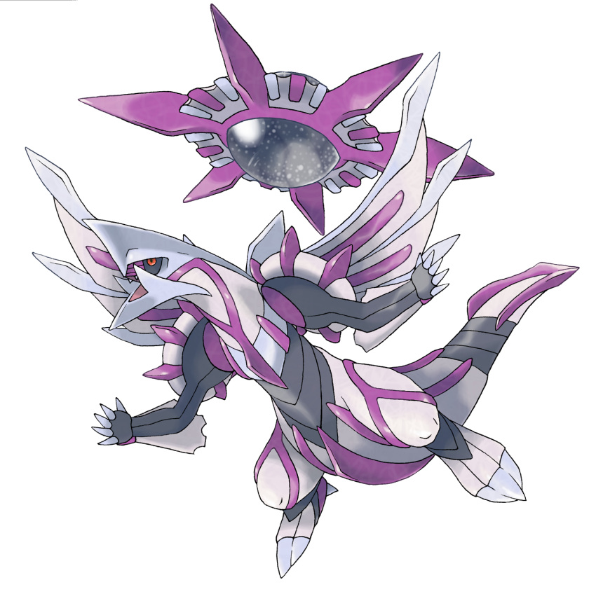 black_sclera claws colored_sclera commentary dragon english_commentary fakemon fangs full_body highres hyshirey mega_pokemon official_style open_mouth palkia pokemon pokemon_(creature) red_eyes transparent_background wings