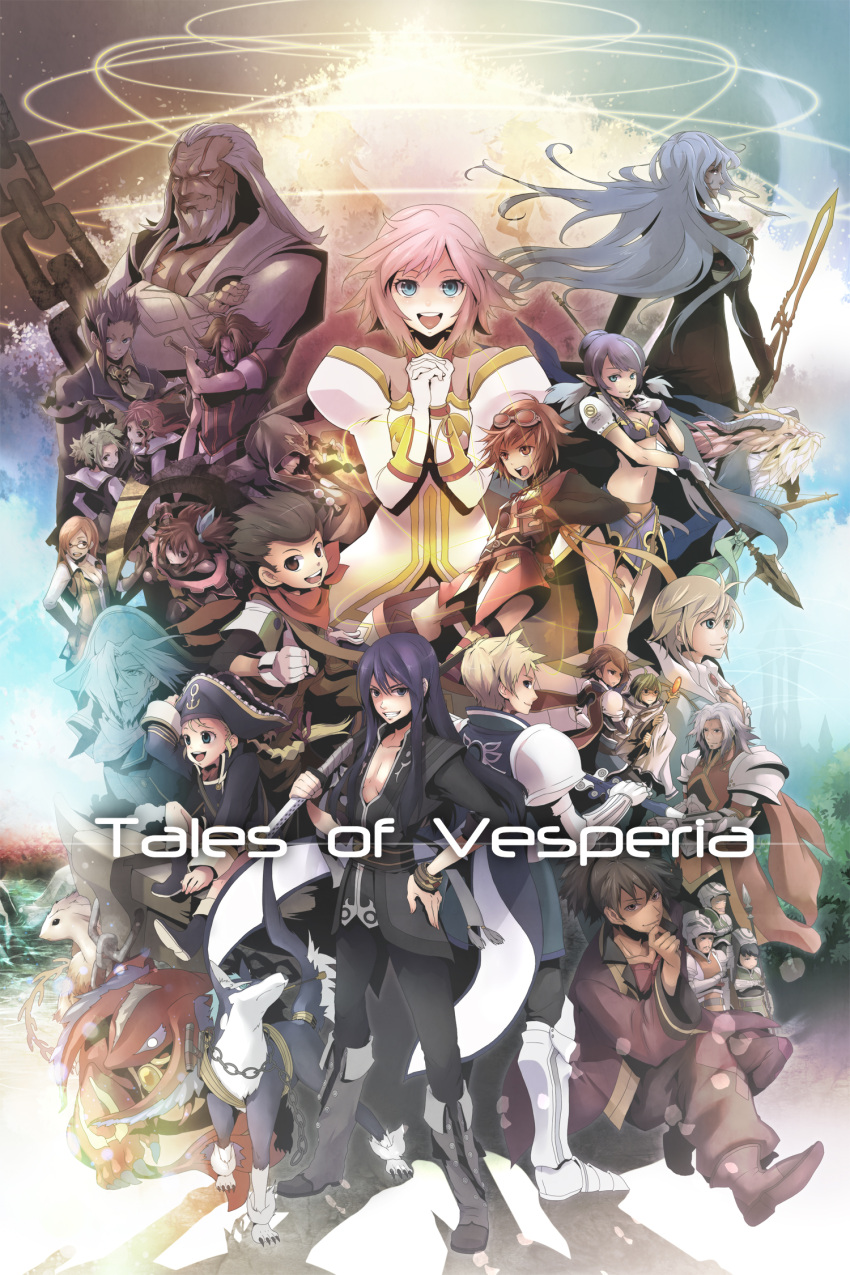 6+girls absolutely_everyone absurdres adecor alexei_(tales_of_vesperia) baul boccos chain chains character_request clint crossed_arms cypher don_whitehorse droite duke_pantarei estellise_sidos_heurassein everyone flynn_scifo gauche highres ioder judith karol_capel kaufman leblanc_(tov) multiple_boys multiple_girls nan open_mouth patty_fleur plastick raven repede rita_mordio smile sodia tales_of_(series) tales_of_vesperia tison title_drop witcher wolf yeager yuri_lowell