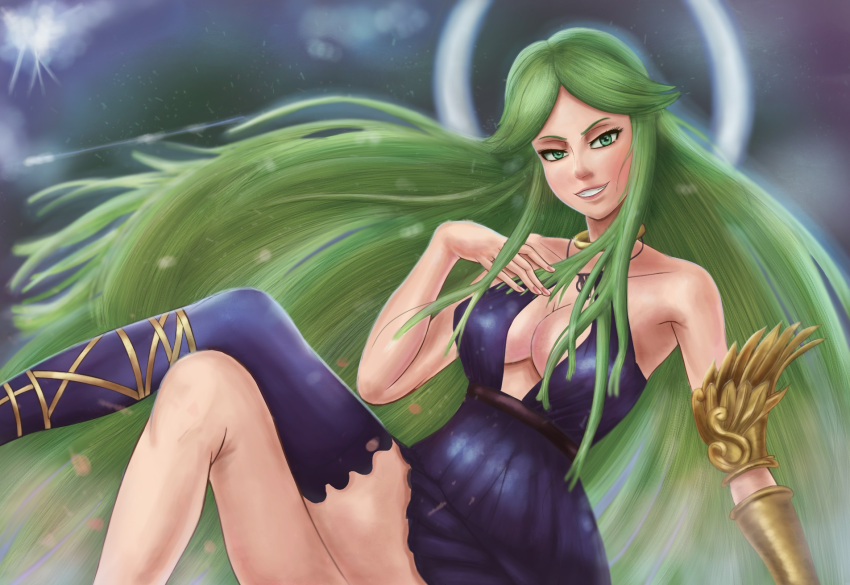 breasts green_eyes green_hair kid_icarus kid_icarus_uprising nintendo palutena purple tagme