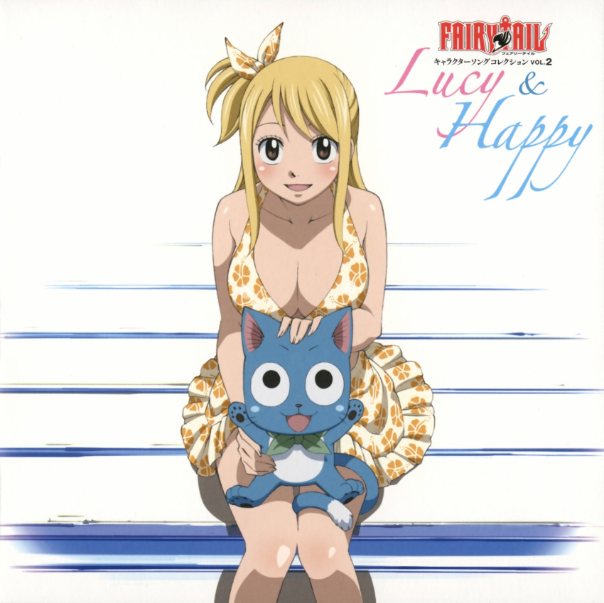 cleavage disc_cover fairy_tail happy_(fairy_tail) lucy_heartfilia