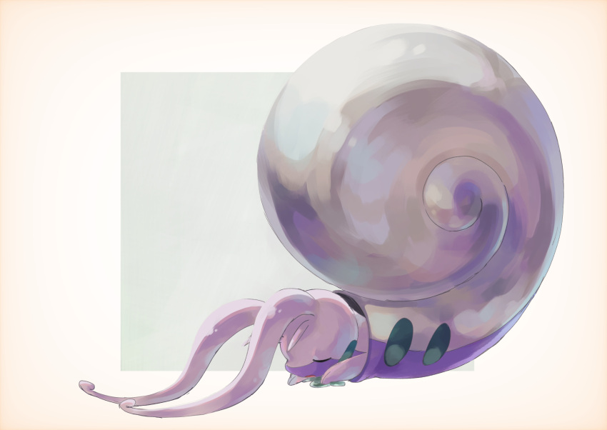 animal_focus closed_eyes commentary_request from_side full_body highres hisuian_goodra no_humans nume_0859 pokemon pokemon_(creature) shell sleeping slime_(substance) solo