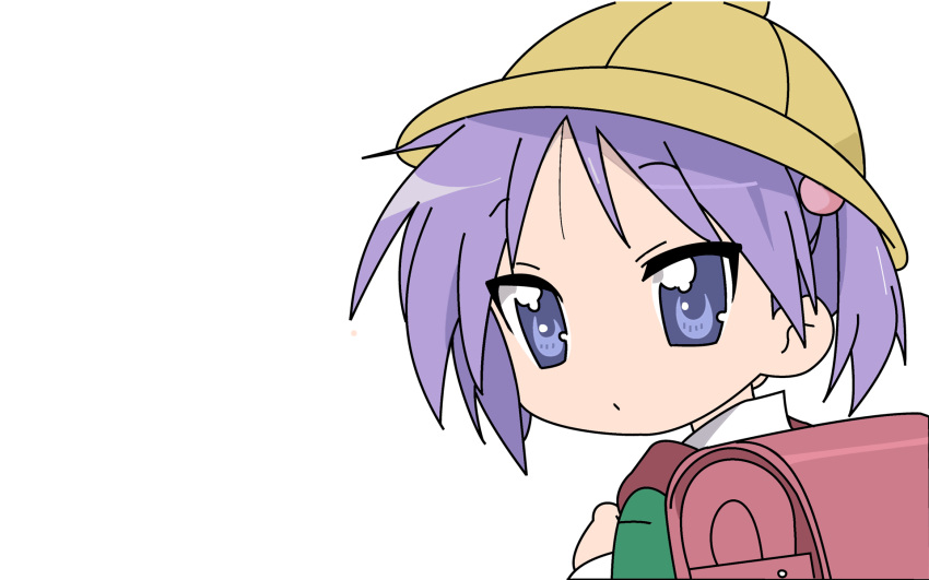 blue_eyes child hat hiiragi_kagami lucky_star purple_hair twintails wallpaper white_background young