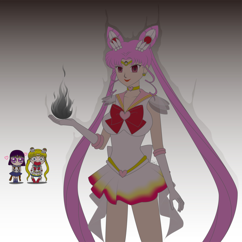 bishoujo_senshi_sailor_moon black_lady highres older sailor_chibi_moon sailor_moon sailor_saturn