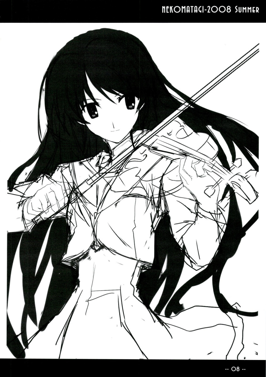 monochrome myself;yourself nekoyashiki sasaki_mutsumi seifuku sketch