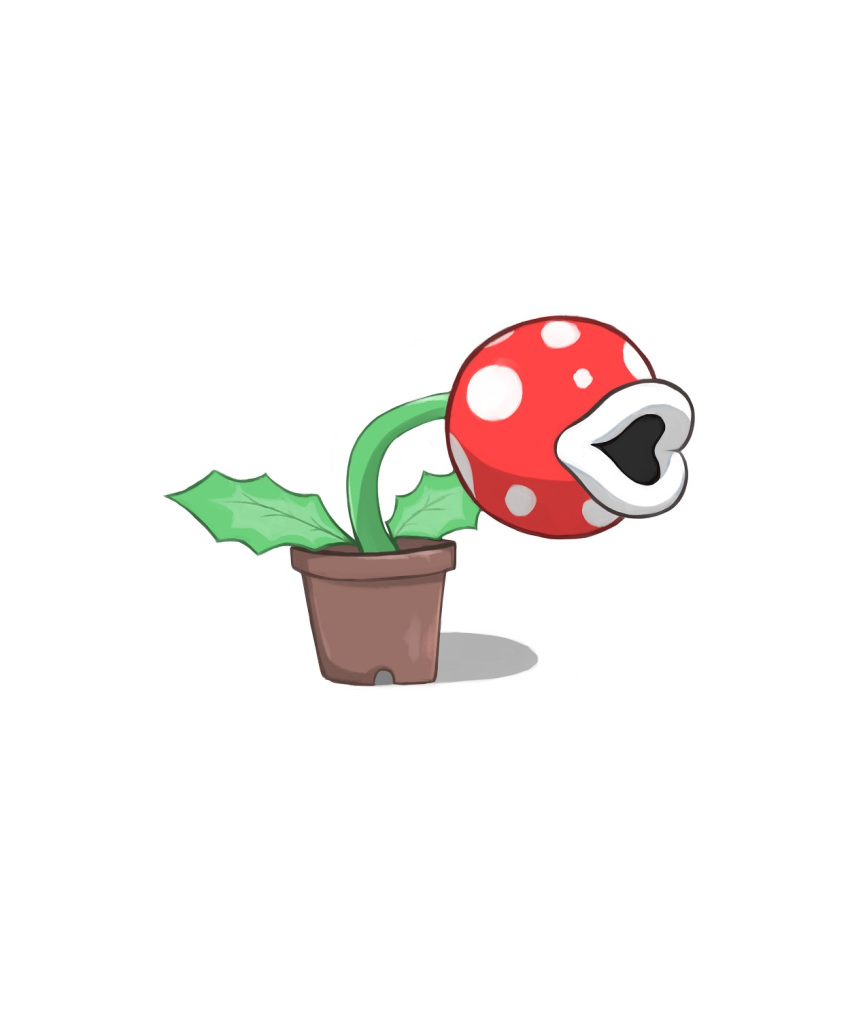 atamonica commentary english_commentary flower_pot highres leaf no_eyes no_humans piranha_plant plant pogchamp potted_plant simple_background solo super_mario_bros. white_background