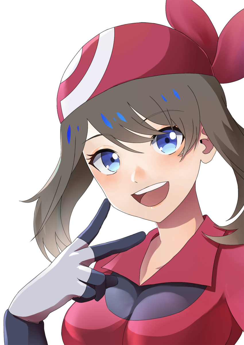 absurdres bandana blue_eyes brown_hair commission highres looking_at_viewer may_(pokemon) pokemon pokemon_(game) pokemon_rse skeb_commission smile v virgo135