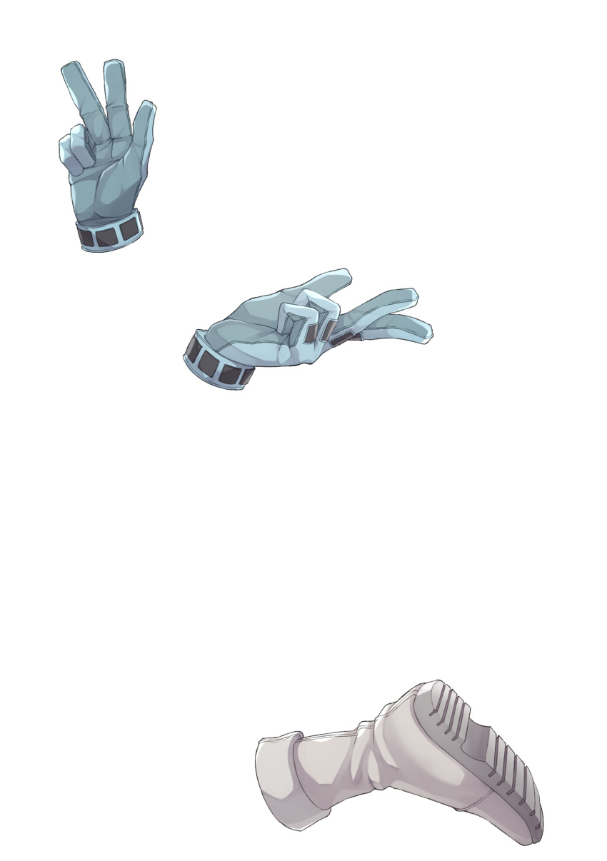 1girl absurdres boku_no_hero_academia boots double_v gloves hagakure_tooru highres invisible kobaji leg_up nude shoe_soles simple_background solo v white_background