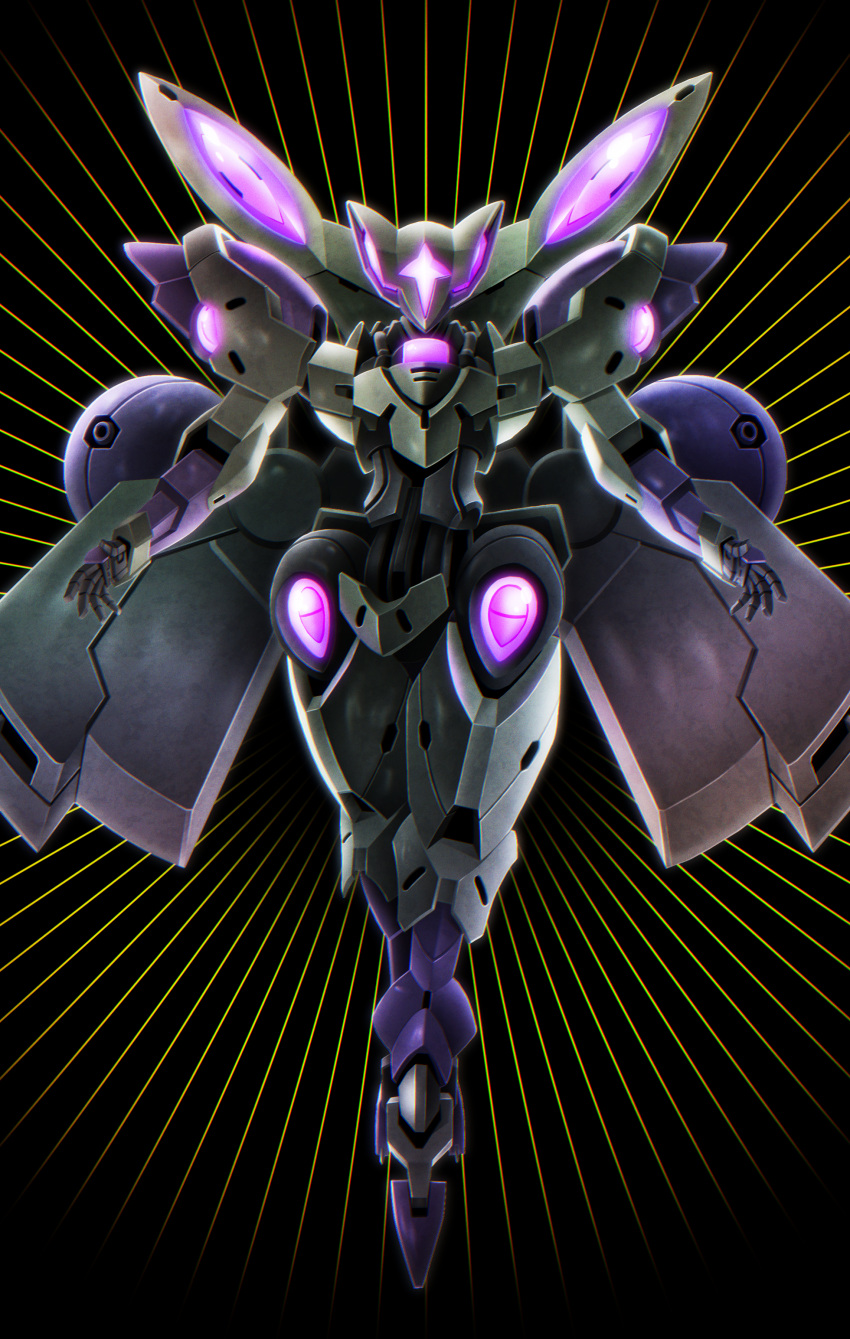 absurdres beguir-beu black_background crossed_legs floating gundam gundam_suisei_no_majo highres ibuki_sakura_(sgw_v07) looking_at_viewer mecha mobile_suit no_humans open_hands science_fiction solo