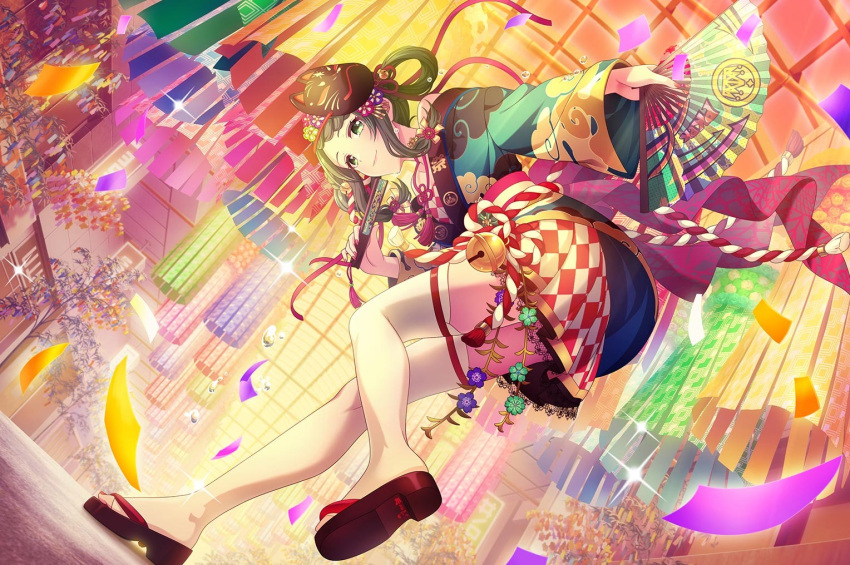 d4dj dress green_eyes green_hair long_hair shimizu_esora smile