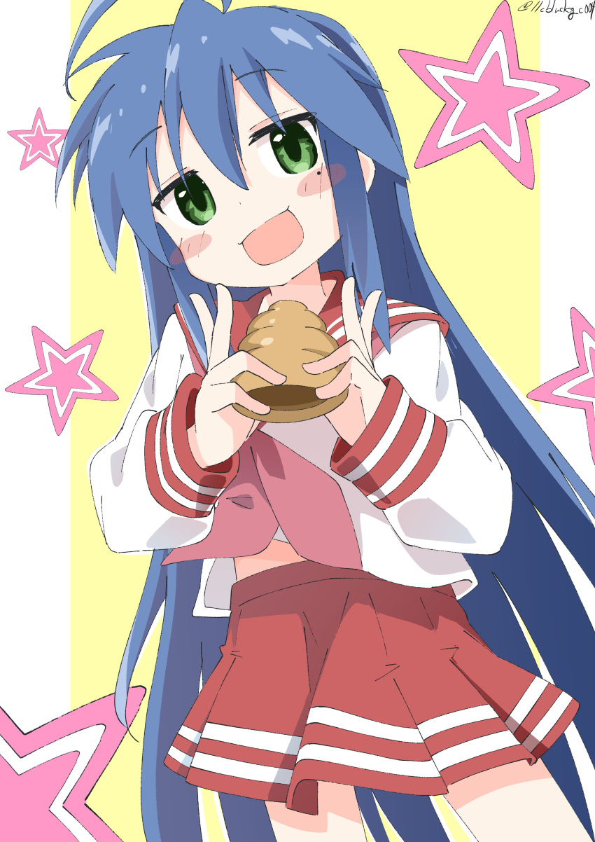 blue_hair cynical_(llcbluckg_c004) green_eyes izumi_konata lucky_star school_uniform stars