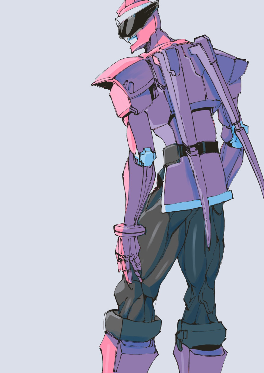 1boy armor avataro_sentai_donbrothers bird bird_wings black_pants boots commentary_request crane_(animal) floating gloves grey_background highres ichitaka_(1015ichitaka) japanese_armor kijibrother long_legs looking_away looking_to_the_side male_focus pants pink_armor pink_footwear pink_gloves profile simple_background stylistic sunglasses super_sentai tall_male tokusatsu wings