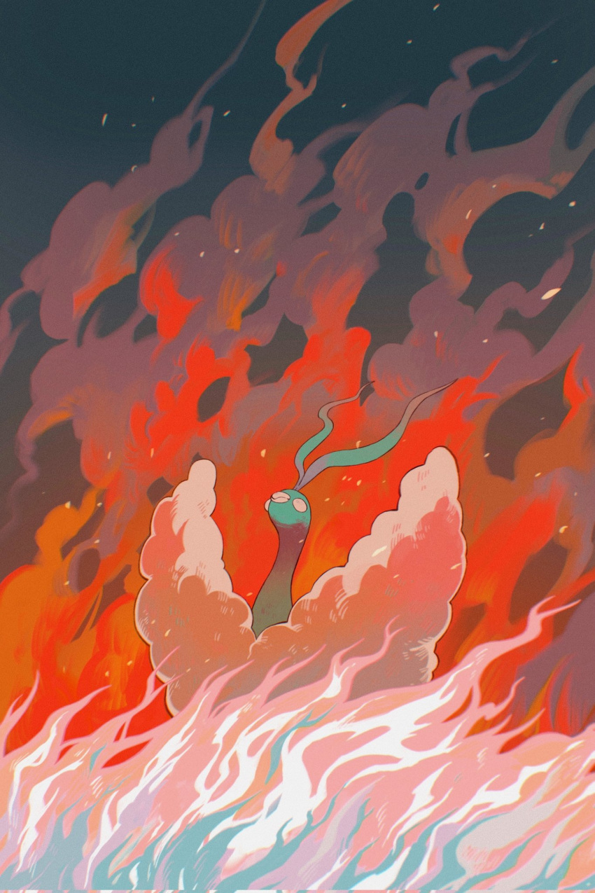 altaria bird blue_fire burning fire highres light_particles no_humans pokemon pokemon_(creature) smoke solo wulie_errr