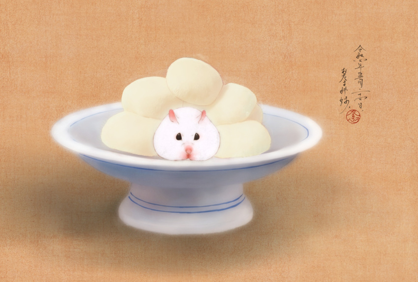 animal animal_focus faux_traditional_media hamster highres no_humans original otamashimai