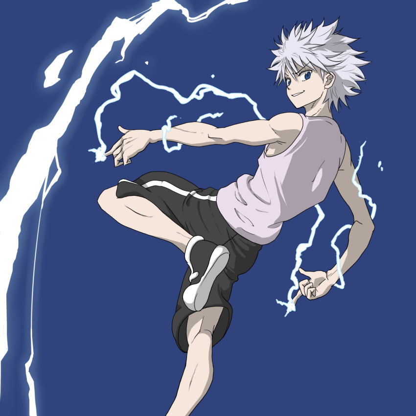 electricity hunter_x_hunter killua_zoldyck male solo white_hair