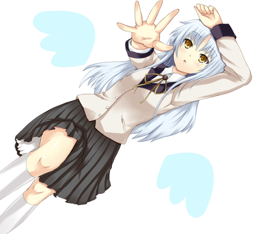 blazer hinata_(pixiv) hinata_sora long_hair school_uniform silver_hair skirt socks solo tachibana_kanade yellow_eyes