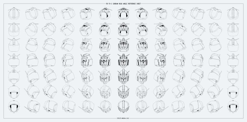 absurdres grey_background greyscale gundam highres looking_at_viewer mecha mobile_suit mobile_suit_gundam monochrome no_humans reference_sheet robot rx-78-2 science_fiction strictly_mecha v-fin