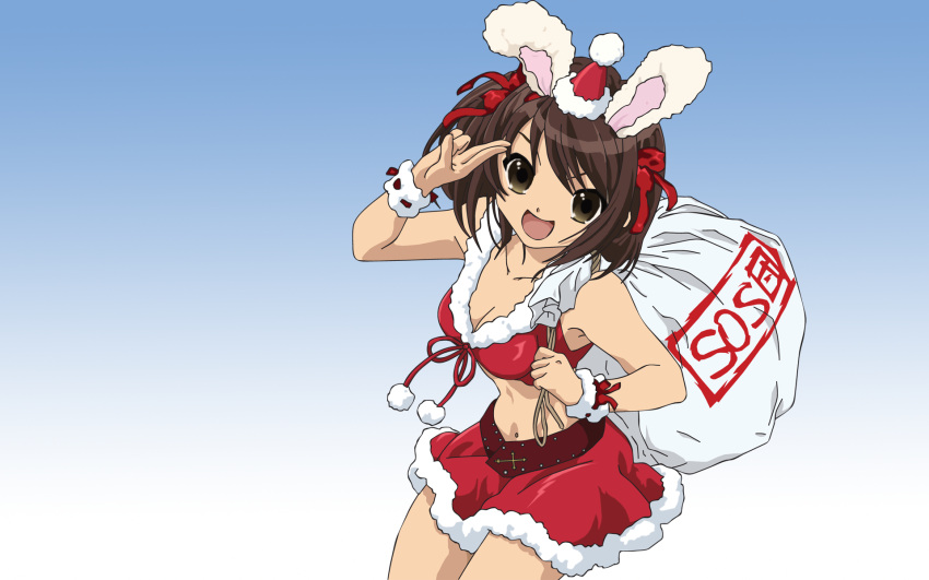 bunnygirl christmas santa_costume santa_hat suzumiya_haruhi suzumiya_haruhi_no_yuuutsu