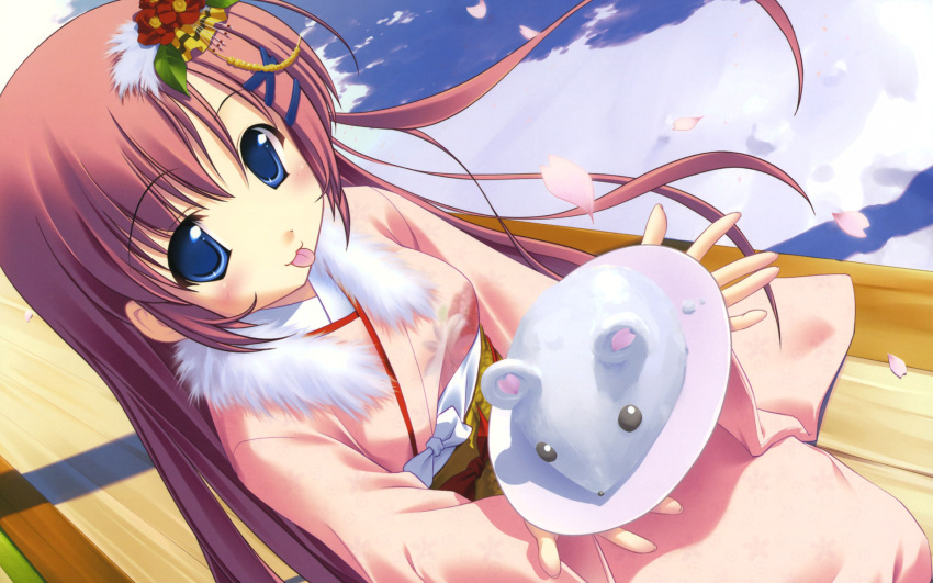 clothes da_capo da_capo_ii highres japanese_clothes kimono shirakawa_nanaka snow snow_bunny wallpaper