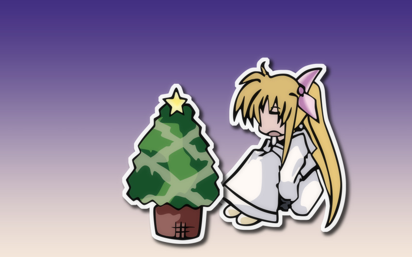 chibi christmas fate_testarossa mahou_shoujo_lyrical_nanoha tree vector