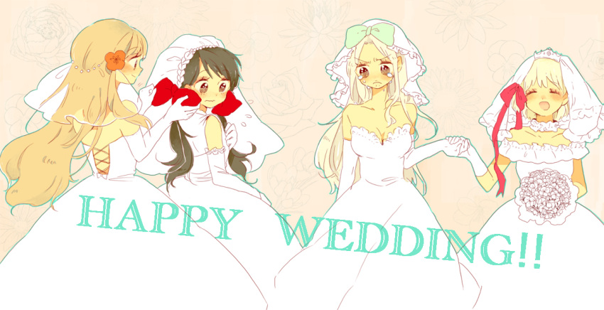 belarus_(hetalia) bridal_veil hetalia_axis_powers hungary_(hetalia) liechtenstein_(hetalia) seychelles_(hetalia) veil wedding_dress