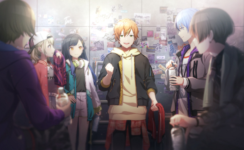 jacket official_art orange_hair project_sekai shinonome_akito short_hair smile yellow_eyes