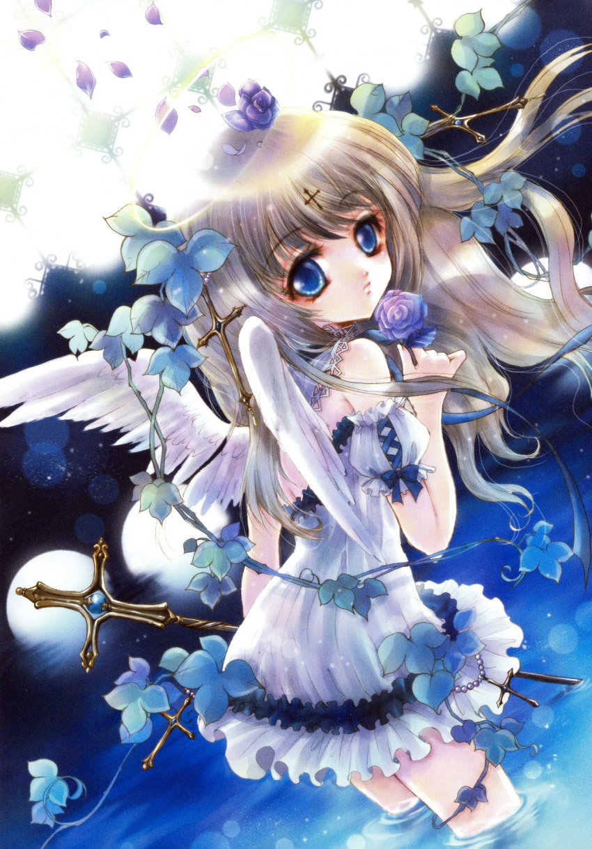 a=g angel dress flower frills ribbon screening wings