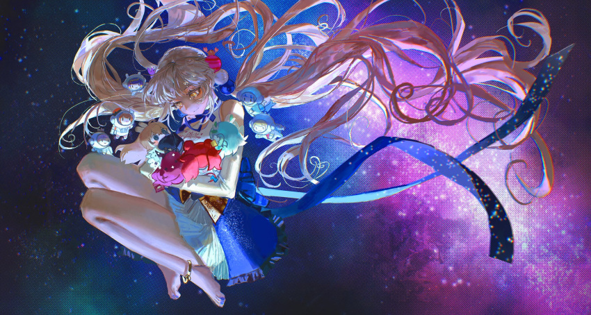 6+girls anklet astronaut barefoot blonde_hair blue_bow blue_hair blue_leotard blue_nails blue_skirt bow bow_skirt brown_hair ceres_fauna crying crying_with_eyes_open dark-skinned_female dark_skin elbow_gloves floating floating_hair gawr_gura gloves green_hair hair_ornament hakos_baelz halter_top halterneck highres holocouncil hololive hololive_english holomyth hug irys_(hololive) jewelry kaniko_(tsukumo_sana) leotard leotard_under_clothes long_hair looking_at_another miniskirt mori_calliope multicolored_hair multiple_girls nail_polish nanashi_mumei ninomae_ina'nis orange_hair ouro_kronii overskirt pink_hair planet_hair_ornament pleated_skirt purple_hair quasarcake redhead see-through see-through_skirt size_difference skirt smol_ame smol_baelz smol_calli smol_fauna smol_gura smol_ina smol_irys smol_kiara smol_kronii smol_mumei space space_helmet space_print starry_sky_print streaked_hair takanashi_kiara tears toenail_polish toenails tsukumo_sana twintails usaslug_(tsukumo_sana) very_long_hair violet_eyes virtual_youtuber watson_amelia white_gloves white_hair white_skirt yellow_eyes