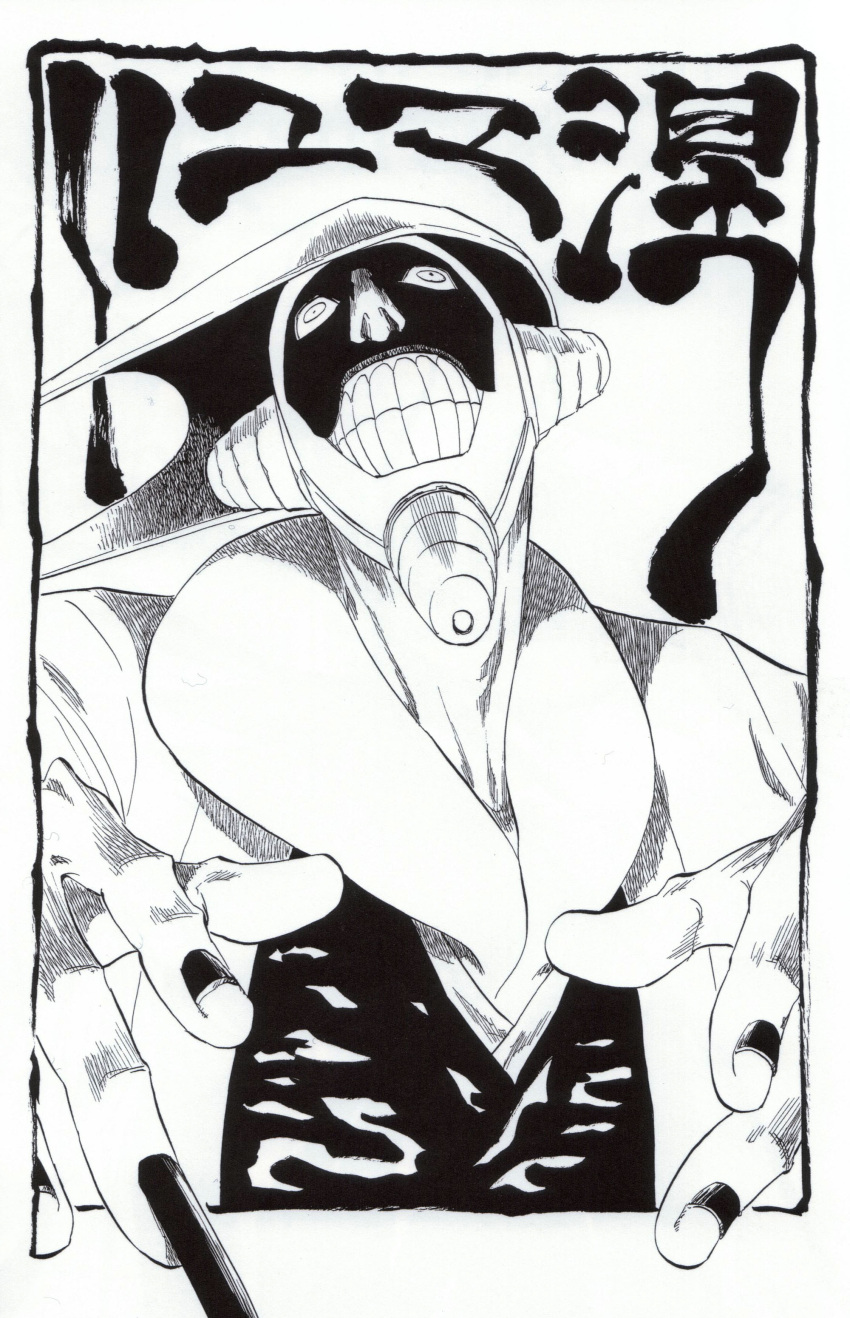 bleach kurotsuchi_mayuri male monochrome tite_kubo