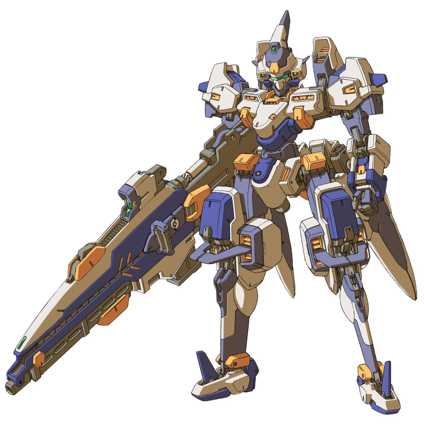 bellzelute clenched_hand full_body head_tilt highres looking_at_viewer mecha no_humans official_art science_fiction solo super_robot_wars super_robot_wars_judgement super_robot_wars_og_moon_dwellers super_robot_wars_original_generation visor white_background