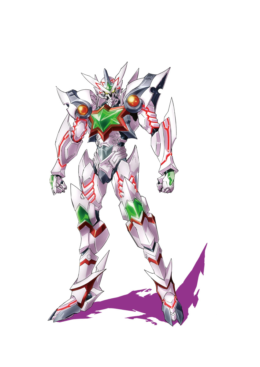 clenched_hands didalion glowing glowing_eyes highres looking_at_viewer mecha no_humans official_art oobari_masami science_fiction solo standing super_robot_wars super_robot_wars_dd super_robot_wars_original_generation transparent_background white_background yellow_eyes zoom_layer