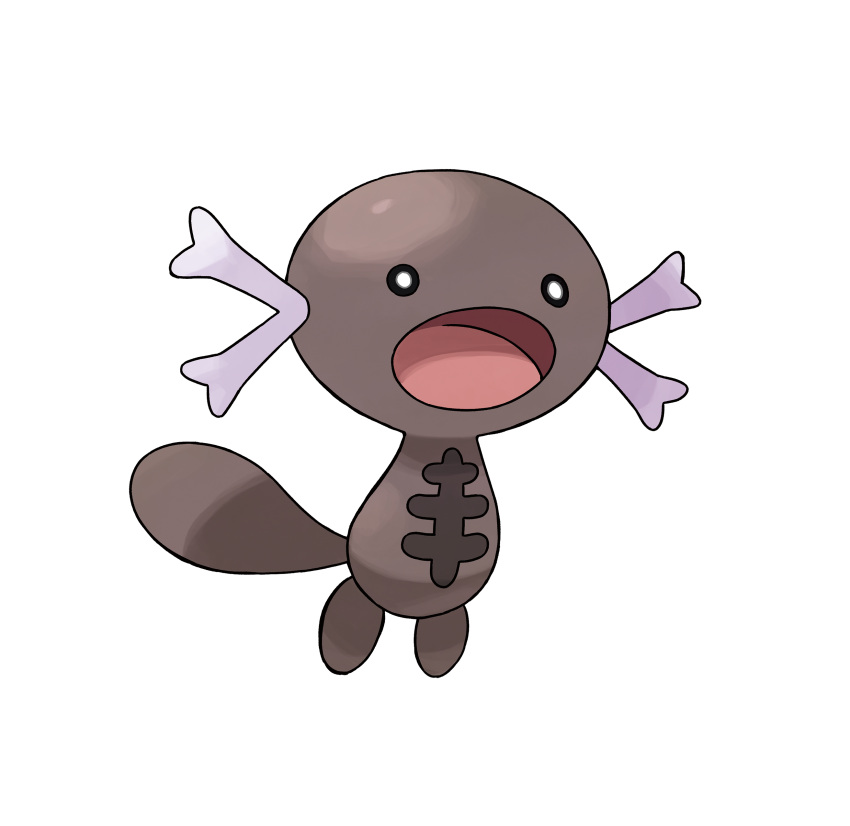 :o absurdres animal_focus artist_request black_eyes bright_pupils brown_theme highres jumping no_humans official_art open_mouth paldean_wooper pokemon pokemon_(creature) pokemon_(game) pokemon_sv regional_variant simple_background tail transparent_background wooper