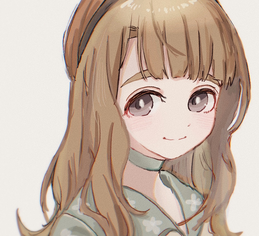 1girl bangs blunt_bangs blush brown_eyes brown_hair choker hat idolmaster idolmaster_million_live! long_hair looking_at_viewer miyao_miya pppp9199 sailor_collar simple_background smile solo white_background