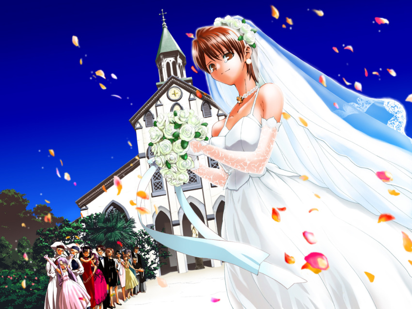 fate/stay_night fujimura_taiga illyasviel_von_einzbern leysritt matou_sakura sella tohsaka_rin wallpaper wedding_dress