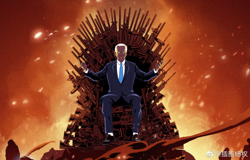 ar-15 bad_source formal game_of_thrones glowing glowing_eyes gun iron_throne joe_biden necktie politician politics rifle suit weapon weibo_logo weibo_username yang_quan