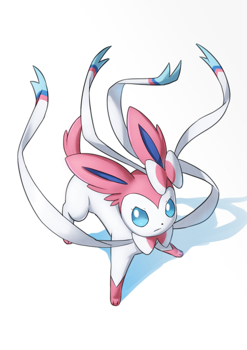 blue_eyes closed_mouth commentary_request eyelashes full_body highres ia_(ilwmael9) looking_at_viewer no_humans pokemon pokemon_(creature) solo standing sylveon white_background