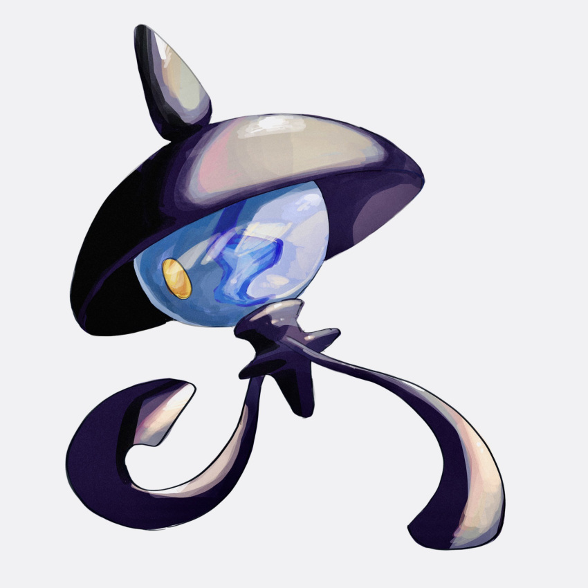 blue_fire fire flame from_side full_body gogot highres horns lampent looking_to_the_side no_humans pokemon pokemon_(creature) simple_background single_horn solo white_background yellow_eyes