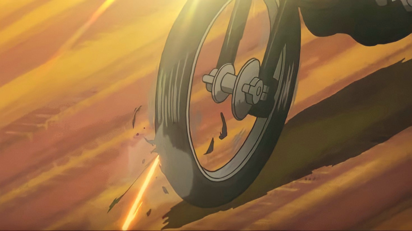 10s 1girl flat_tire ground_vehicle italy lupin_iii lupin_iii_part_4 mine_fujiko motor_vehicle motorcycle