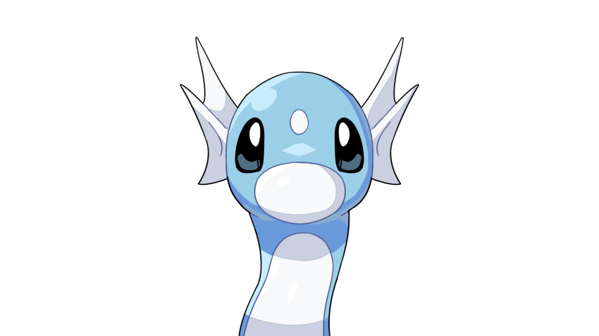 animal_focus black_eyes commentary dratini drunkoak english_commentary forehead_jewel highres looking_at_viewer no_humans pokemon pokemon_(creature) solo straight-on transparent_background upper_body white_gemstone