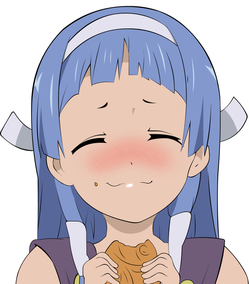 1girl absurdres blue_hair blush closed_eyes eating extraction highres kannagi nagi smile taiyaki transparent_background vector